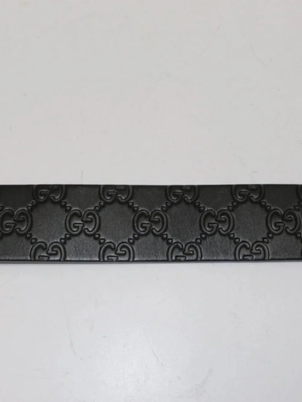 GUCCI Men's GG Monogram Square Interlocking Leather Belt Size 34 - Black/Silver